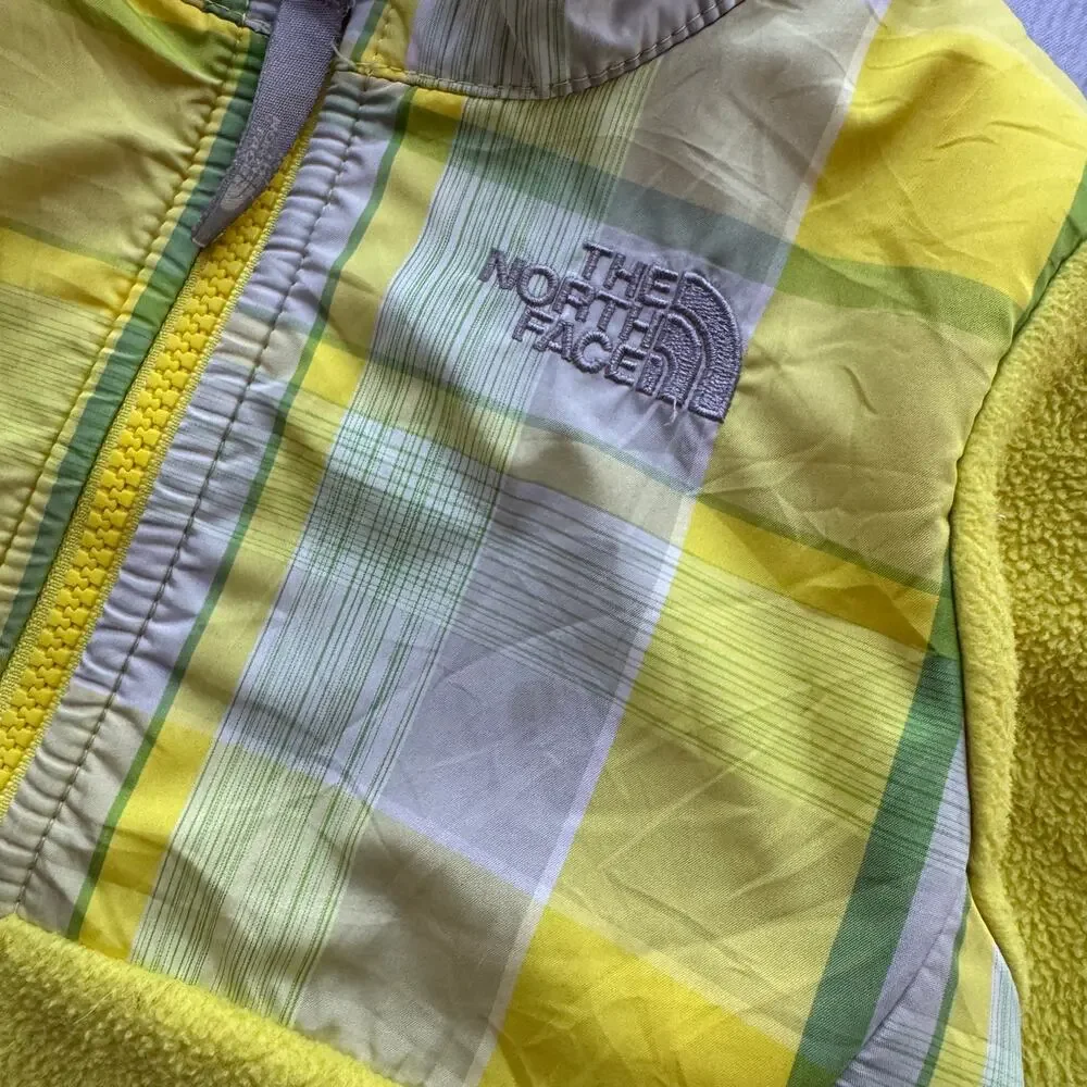 The North Face Plaid Denali Toddler 4/4T Fleece Polartec Full Zip Jacket Yellow